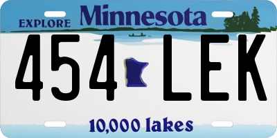 MN license plate 454LEK