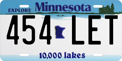 MN license plate 454LET