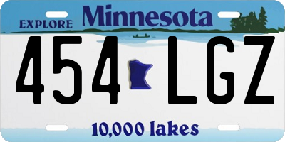 MN license plate 454LGZ