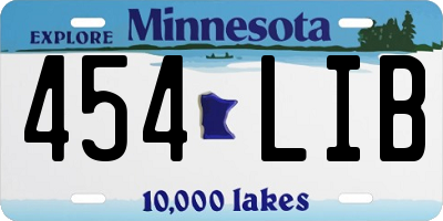 MN license plate 454LIB