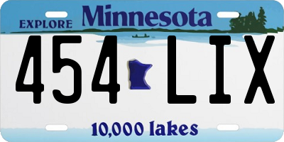 MN license plate 454LIX