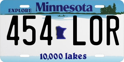 MN license plate 454LOR