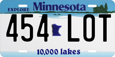 MN license plate 454LOT