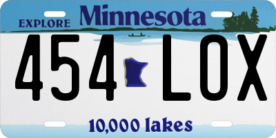 MN license plate 454LOX