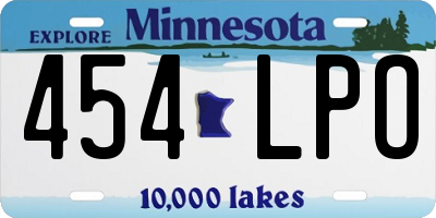 MN license plate 454LPO