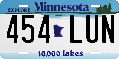 MN license plate 454LUN