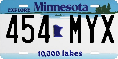 MN license plate 454MYX