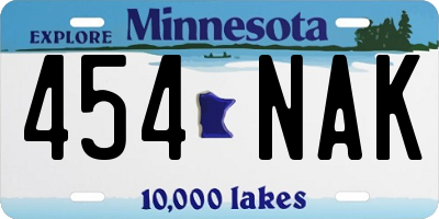MN license plate 454NAK