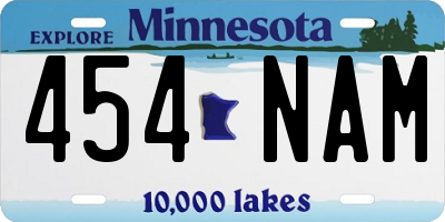 MN license plate 454NAM