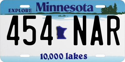 MN license plate 454NAR