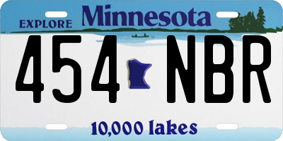 MN license plate 454NBR