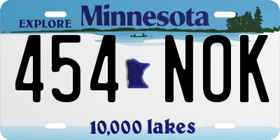 MN license plate 454NOK