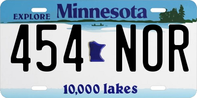 MN license plate 454NOR