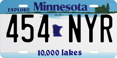 MN license plate 454NYR