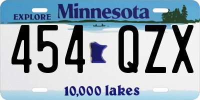 MN license plate 454QZX