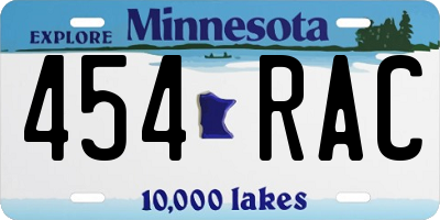 MN license plate 454RAC