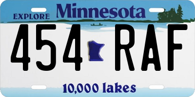 MN license plate 454RAF
