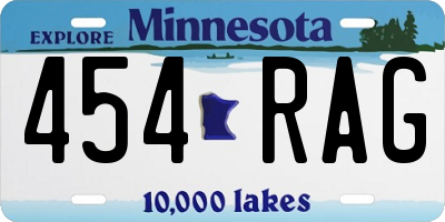 MN license plate 454RAG