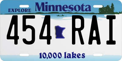 MN license plate 454RAI
