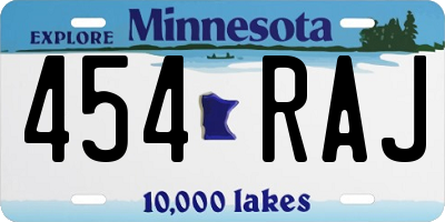 MN license plate 454RAJ