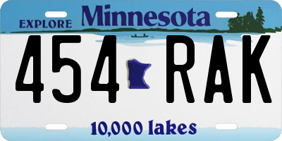 MN license plate 454RAK