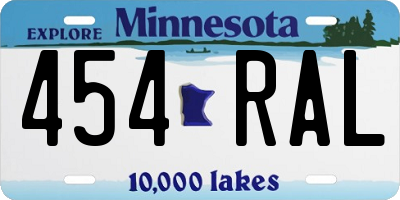 MN license plate 454RAL