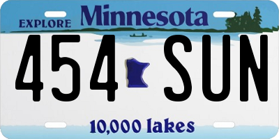 MN license plate 454SUN