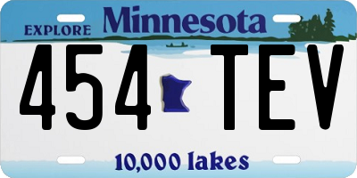 MN license plate 454TEV
