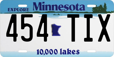MN license plate 454TIX