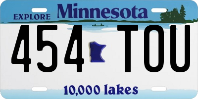 MN license plate 454TOU