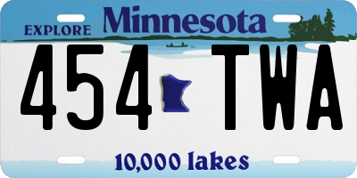 MN license plate 454TWA