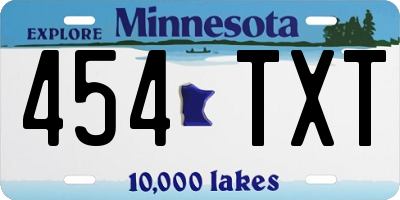 MN license plate 454TXT