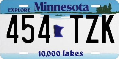 MN license plate 454TZK