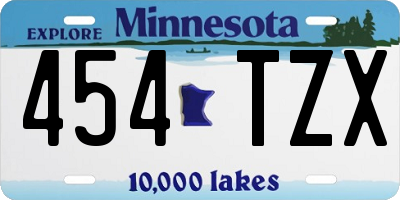 MN license plate 454TZX