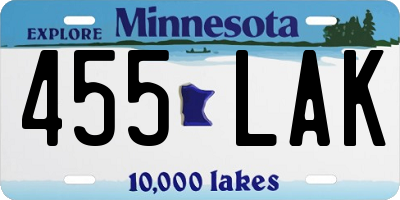 MN license plate 455LAK