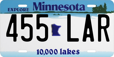 MN license plate 455LAR