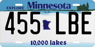 MN license plate 455LBE