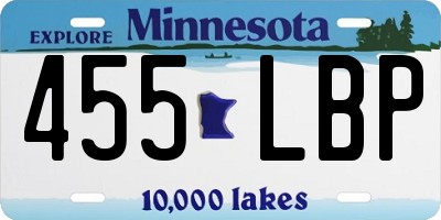 MN license plate 455LBP
