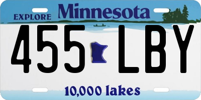 MN license plate 455LBY