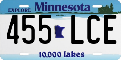 MN license plate 455LCE