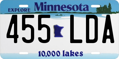 MN license plate 455LDA