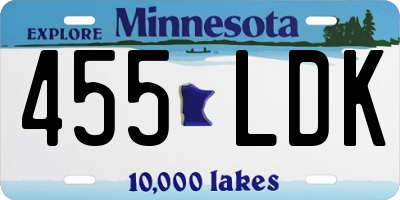 MN license plate 455LDK