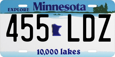 MN license plate 455LDZ