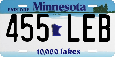 MN license plate 455LEB