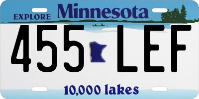 MN license plate 455LEF