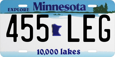 MN license plate 455LEG