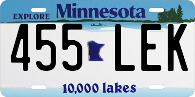 MN license plate 455LEK