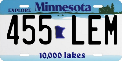 MN license plate 455LEM