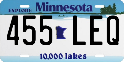 MN license plate 455LEQ