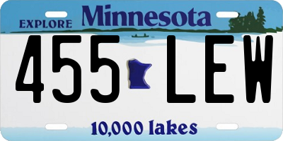 MN license plate 455LEW